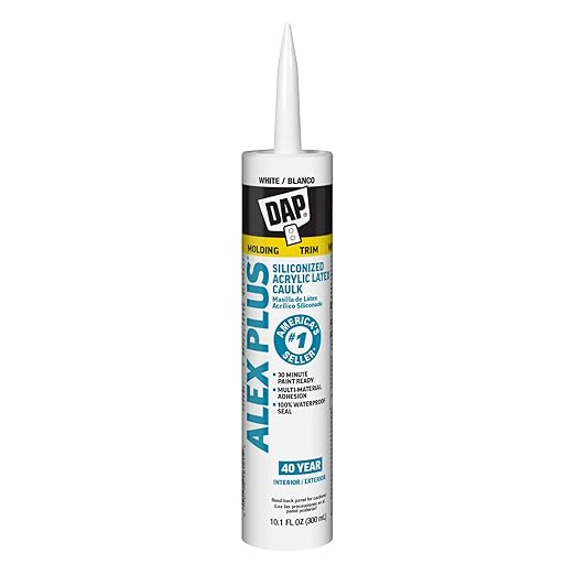 DAP Alex Plus Acrylic Latex Caulk, White, 10.1 Oz, 12 Pack (7079818152)