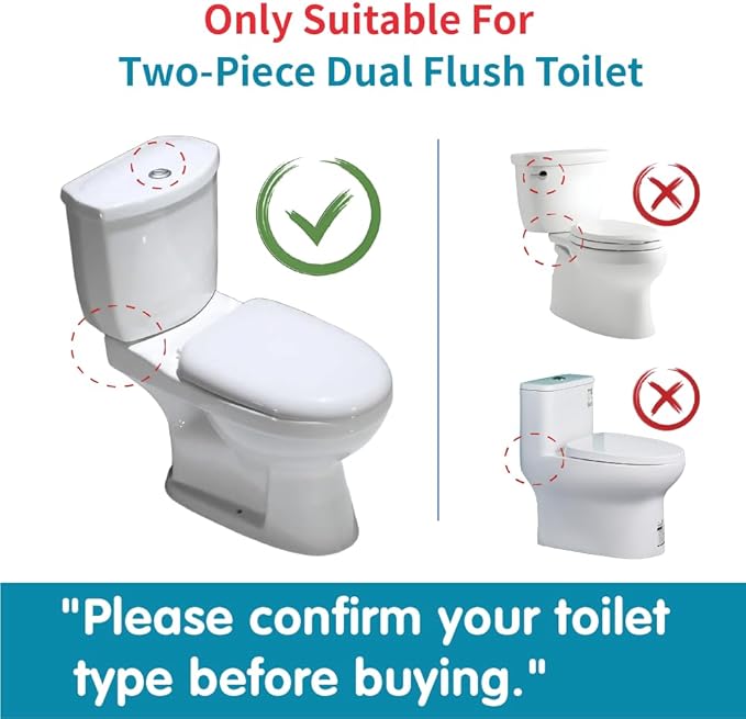 3-Inch Dual Flush Valve Replacement Kit for 2-Piece Toilet - Fits Glacier Bay, Aquasource and Most Universal. Includes 8.2” Flush Valve, Fill Valve, Button, Gasket, Bolts