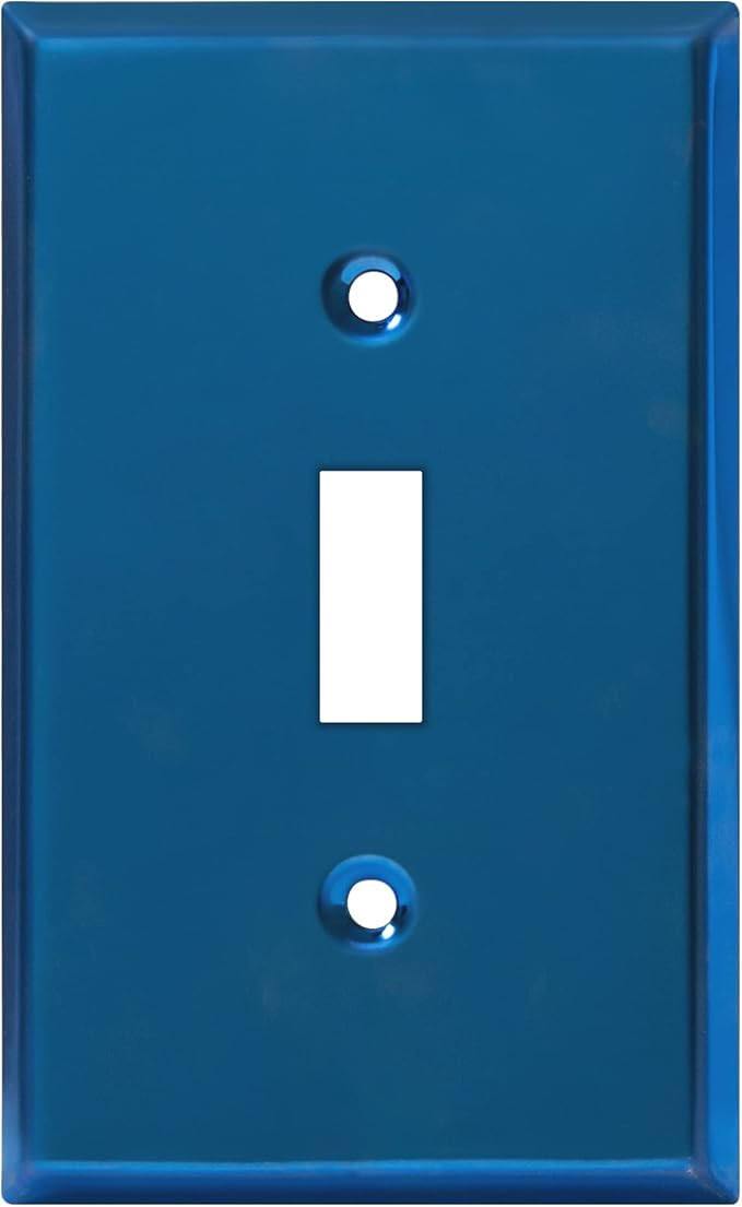 ENERLITES Toggle Light Switch Metal Wall Plate, Stainless Steel Switch Cover, Corrosion Resistant, Mid-Size 1-Gang 4.50" x 2.76", Stainless Steel 201, 7711-PBL, Polished Blue