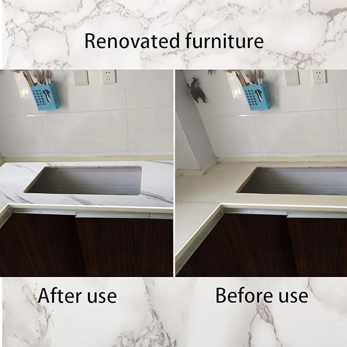 BAYYA White Grey Marble Wallpaper Peel Stick Countertops Contact Paper | Granite Counter Top Covers Marble Vinyl Wrap Thick Removable Waterproof Wall Paper Stickers for Bathroom Kitchen 15.8"x118"