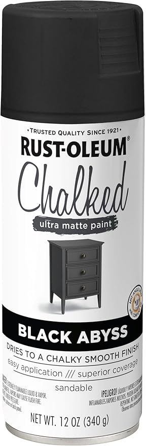 Rust-Oleum 392046 Chalked Ultra Matte Spray Paint, 12 oz, Black Abyss