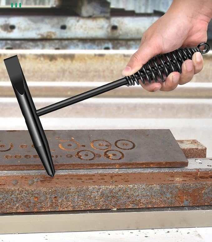 Welding Chipping Hammer with Coil Spring Handle, Cone and Vertical Chisel Welding Chipping Hammer (Hammer)