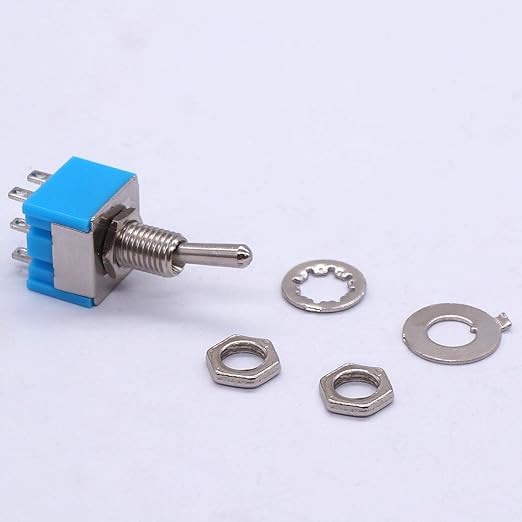 Taiss 10pcs DPDT Mini Toggle Switch - 6-Pin 3 Position ON/Off/ON - 6A 125V MTS-203