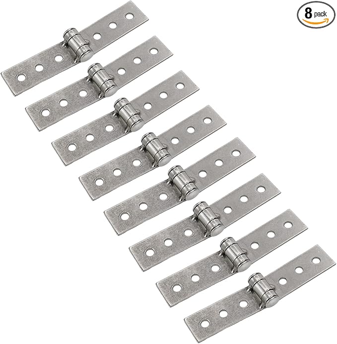 8Pcs 3 inch Silver Folding Butt Hinges Stainless Steel Furniture Door Window Hinges, Small Hinges for Crafts, Frameless Glass Window Hinge 6 Hole Hinge