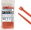 Kable Kontrol Orange Zip Ties 8 Inch 100 Pcs, 50 Lbs Tensile Strength, Self-locking Nylon Colored Cable Ties Wire Wraps for Indoor or Outdoor Use