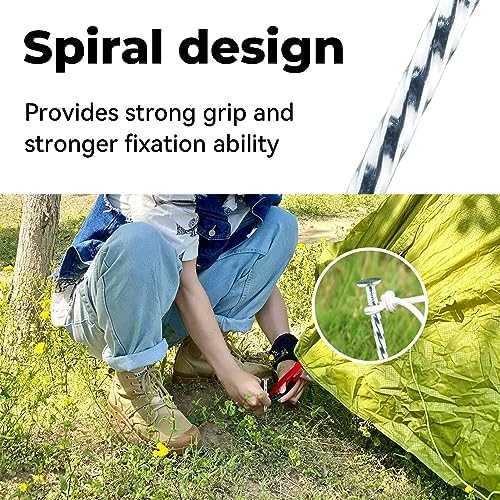 12 Inch Galvanized Landscape Stakes - 50pcs Spiral Metal Round Anchoring Spikes, 0.7 Inch Extra Large Top, for Securing Paver Edging, Weed Barrier, Camping Tent
