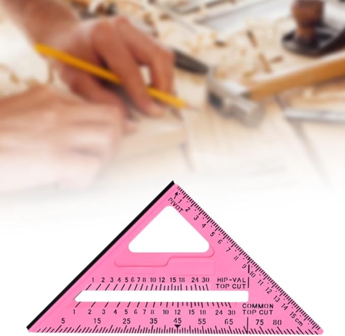 Generic Carpentry Triangle Ruler Protractor Carpenters Tool Woodwork Measuring Right Angle Ruler for Machinist Remodeling Projects, Pink