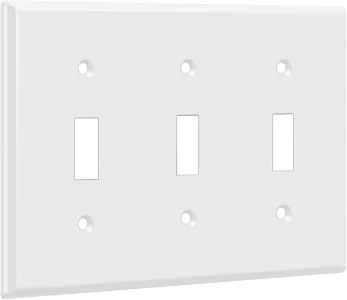 ENERLITES Triple Light Switch Wall Plate, Gloss Finish, Standard Size 3-Gang 4.50" x 6.38", Unbreakable Polycarbonate Thermoplastic, 8813-W, White