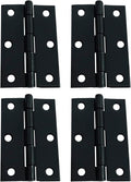 QCAA Narrow Butt Utility Hinge, Thicker, Swaged with Removable Loose Pin for Cabinet Door or Box Hinge, 3"x2"x1.6mm, Black, Made in Taiwan, 4 Pack