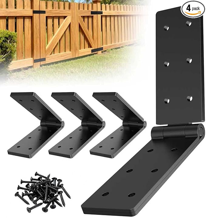 Heavy Duty Hinges 270 Degree Folding Hinge for Bifold Doors, Double-Layer Black Iron Outdoor Gate Hinge 4PCS