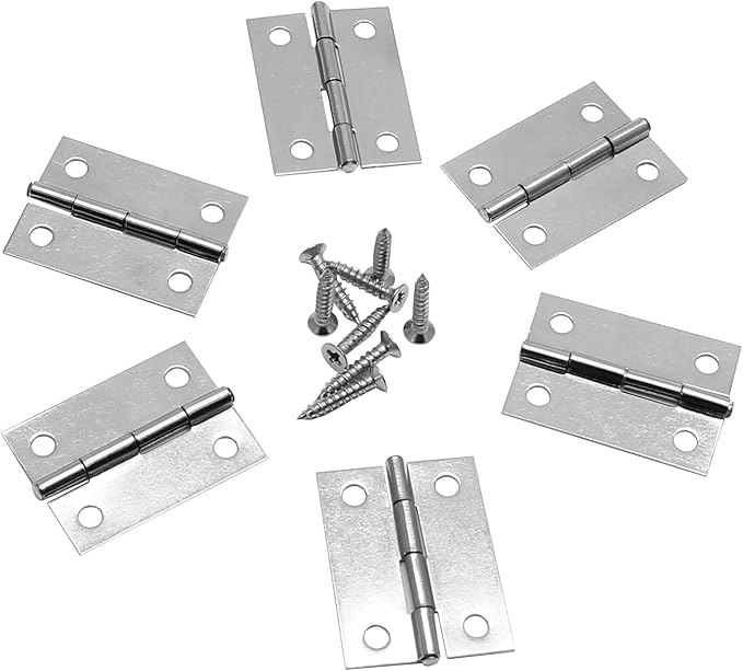 8Pcs 1.5 Inch 304 Stainless Steel Butt Hinges, Sliver Jewelry Box Hinges Small Cabinet Hinge Square Door Hinge Folding Craft Heavy Duty for Furniture Cupboard Drawer
