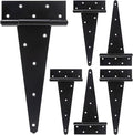 12 Inch T-Strap Shed Door Hinges Heavy Duty, Black Tee Hinge for Wooden Fences, Yard Door, Barn Door Gates, Wrought Hardware Rustproof, 6 PCS