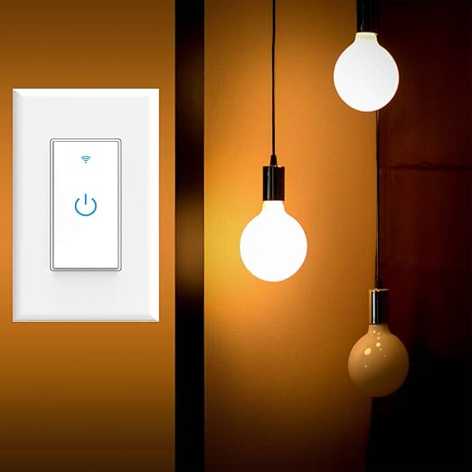 Wifi Smart Switch, Wifi Light Switch 2 Packs, Compatible with Alexa and Google Home, App Remote Control with Timing Funtion, No Hub Required (Neutral Wire Required)