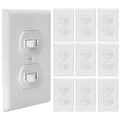 Baomain 10-Pack Double Toggle Light Switch with Wall Plate,15 Amp 125V Two Single Pole Residential Grade,On/Off Electrical Wall Switch Self-grounding, Glossy White ETL Certified