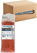 Kable Kontrol Cable Zip Ties, 11 Inch, 8500 Pcs, 50lbs Test, Orange | Nylon Plastic, Self Locking, UL Listed, Indoor Use