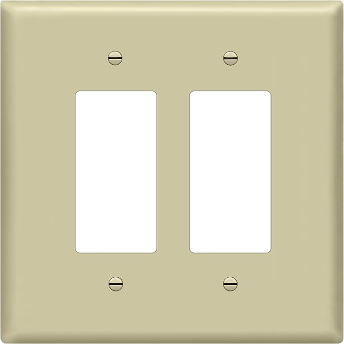 ENERLITES Double Decorator Switch Cover, Two Gang Outlet Wall Plate, Gloss Finish, Oversized 2-Gang 5.50" x 5.50", Unbreakable Polycarbonate Thermoplastic, UL Listed, 8832O-I, Ivory