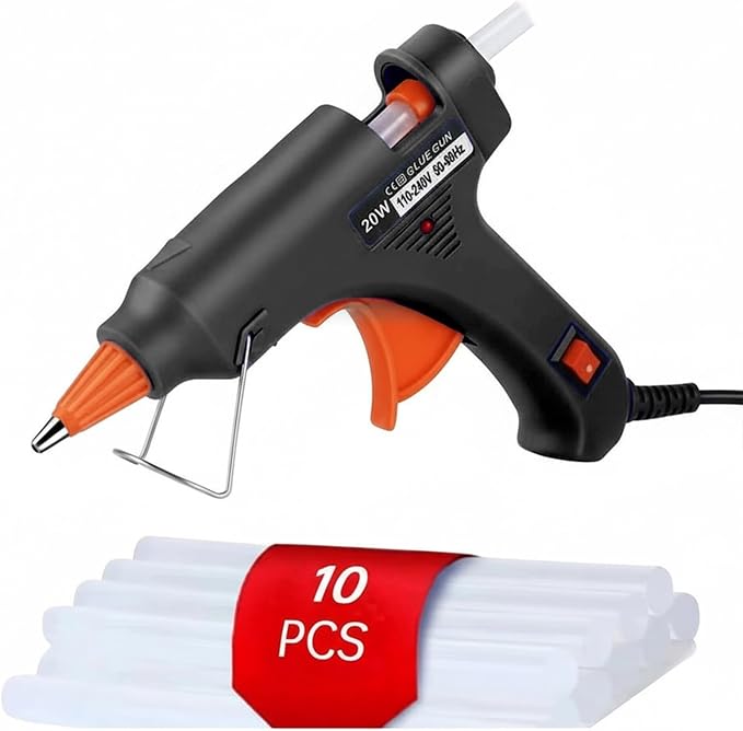 Mini Hot Glue Gun 10pcs Glue Stick Hot Glue Gun Set For Quick Repair Artist DIY Art Home 20w Black