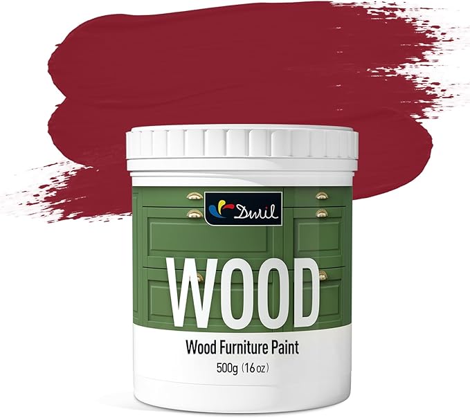 DWIL Matte Finish Furniture Paint - 16 Oz Wood Paint for Cabinets, Doors, Tables, and Dressers Refinishing - Water-Based, Non-Toxic & Odorless, Easy to Apply(Sweet Cherry Red)-Without Tools