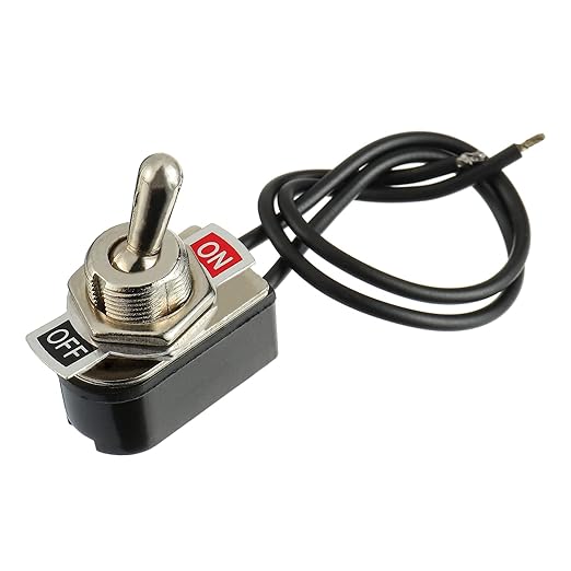 Heavy Duty Toggle Switch SPST 2 Pin ON/Off Rocker Toggle Switch 6A/125V 3A/250V for Car Truck Boat Marine Black Shell(1PCS)
