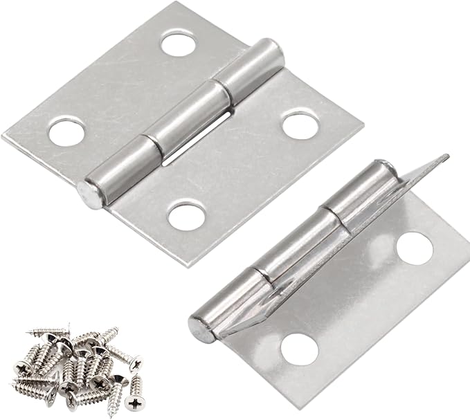 Luomorgo 20 Pack 1 Inch Mini Hinges Butt Hinges, Stainless Steel Cabinet Hinges, Small Folding Door Hinge for Wooden Box, Crafts (Silver)
