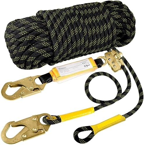 TRSMIMA Rope Harness Safety Lanyard：100ft Roofing Rope Fall Protection
