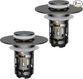 Hibbent 2 Pack 3 in 1 Bathroom Sink Drain Strainer, Universal Pop Up Stopper with Removable Stainless Steel Filter Basket Hair Catcher, Sink Plug for 1.1''~2.36'' Basin, Brass Bullet Core, Grey