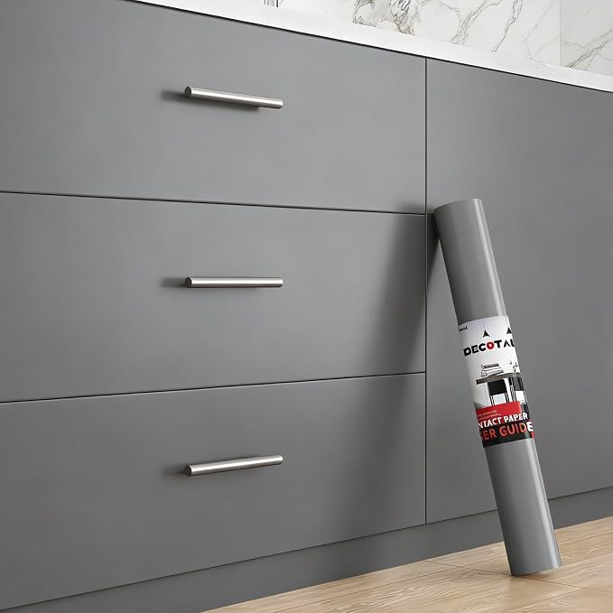 30"x400" Grey Peel and Stick Wallpaper Removable Grey Contact Paper Gray Contact Paper for Cabinets and Drawers Solid Color Wallpaper for Bedroom, Gray Vinyl Self Adhesive Wallpaper