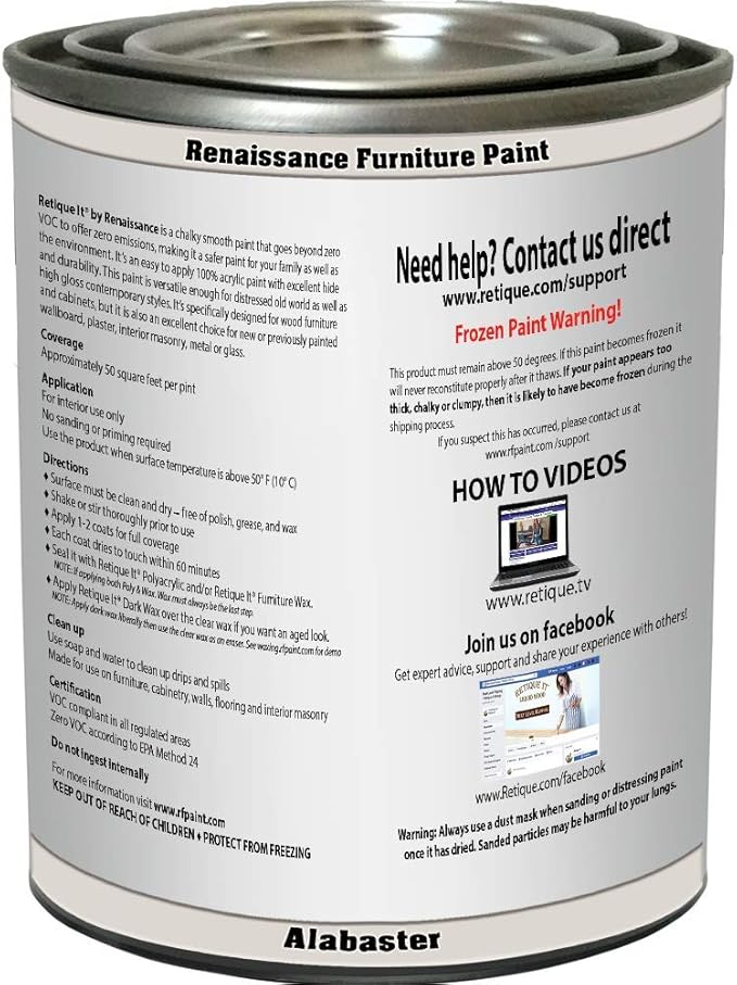 Retique It Chalk Furniture Paint by Renaissance DIY, 6 Piece Set, 11 Alabaster, 32 Ounces