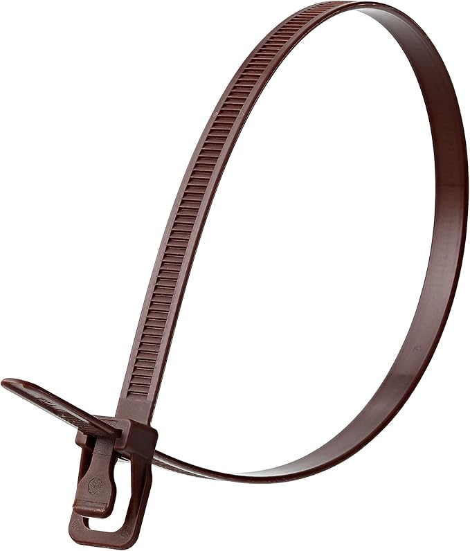 RETYZ 14-Inch Brown Reusable Releasable Cable Ties – 20 Pack, 120 lb Strength, Patented Quick-Release, Heavy-Duty Design for Industrial and Commercial Use