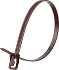 RETYZ 14-Inch Brown Reusable Releasable Cable Ties – 100 Pack, 120 lb Strength, Patented Quick-Release, Heavy-Duty Design for Industrial and Commercial Use
