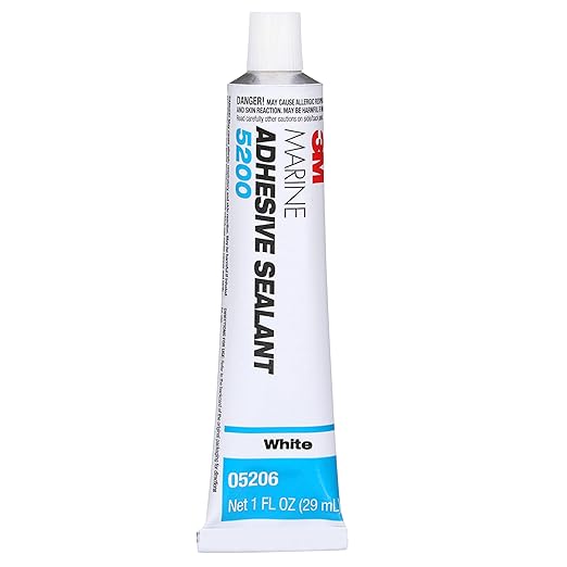 3M Marine Adhesive Sealant 5200 - Permanent Bonding and Sealing for Boats and RVs Above and Below the Waterline Waterproof Repair, White, 1 oz Tube
