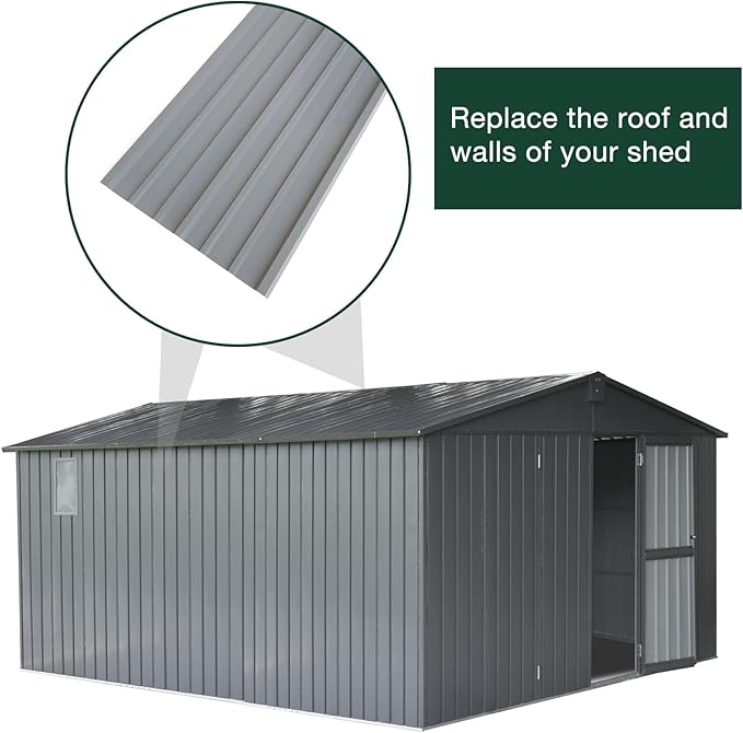 NeatiEase 10 Pcs Metal Roofing Panels, 5.1 Feet Corrugated Galvanized Roofing Panels Metal Siding Panels with Steel Screws for Pergola, Gazebo, Shed, Outdoor Storage, Chicken Coop, Patio,Garages