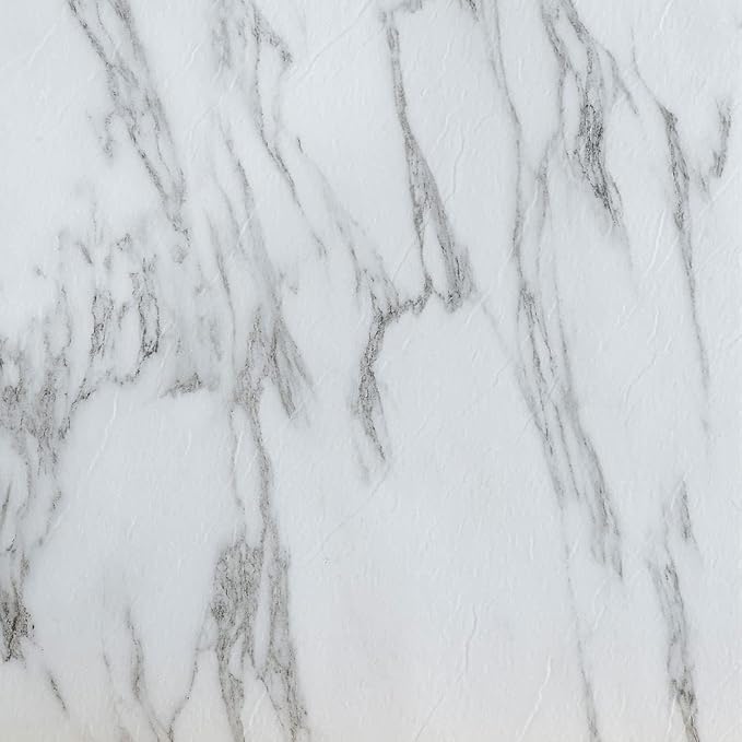Tivoli Self Adhesive Vinyl Floor Tiles, 45 Tiles - 12" x 12", Bianco Marble - Peel & Stick, DIY Flooring for Kitchen, Dining Room, Bedrooms, Basements & Bathrooms by Achim Home Decor