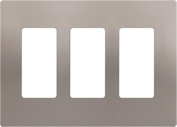 ENERLITES Elite Series Screwless Decorator Wall Plate Child Safe Outlet Cover, Size 3-Gang 4.68" H x 6.53" L, Unbreakable Polycarbonate Thermoplastic, SI8833-NK, Glossy, Nickel