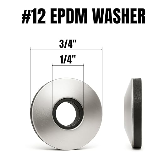 100 PCs #12 EPDM Bonded Sealing Washers, 304 Stainless Steel Washers for #12 Screws – Leakproof Roofing & Metal Panel Fasteners