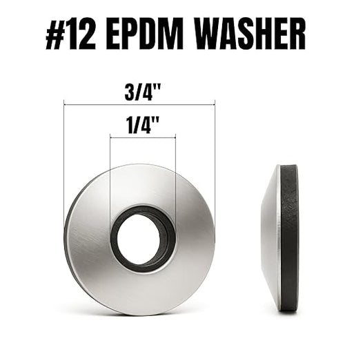 100 PCs #12 EPDM Bonded Sealing Washers, 304 Stainless Steel Washers for #12 Screws – Leakproof Roofing & Metal Panel Fasteners