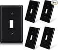 ELEGRP Toggle Light Switch Wall Plate, 1-Gang Standard Size Switch Covers, Unbreakable Polycarbonate Replacement Faceplates Covers, UL Listed, Color-matched Screws Included (5 Pack, Glossy Black)