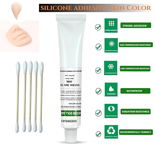Silicone Adhesive Skin Tone Soft Silicone Doll bonding Filling Special Effects Makeup Repair Model Making Strong Waterproof Seal Stronger Adhesion 1.12 oz