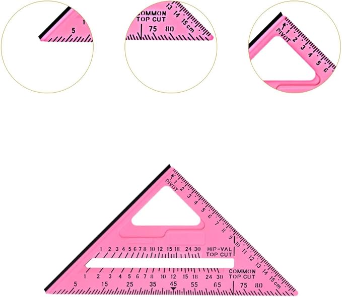 Generic Carpentry Triangle Ruler Protractor Carpenters Tool Woodwork Measuring Right Angle Ruler for Machinist Remodeling Projects, Pink