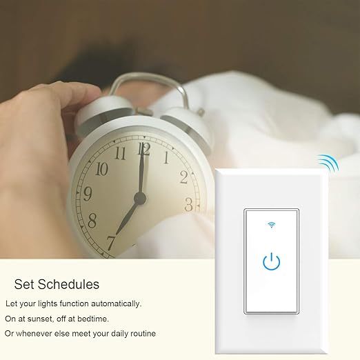 Wifi Smart Switch, Wifi Light Switch 2 Packs, Compatible with Alexa and Google Home, App Remote Control with Timing Funtion, No Hub Required (Neutral Wire Required)