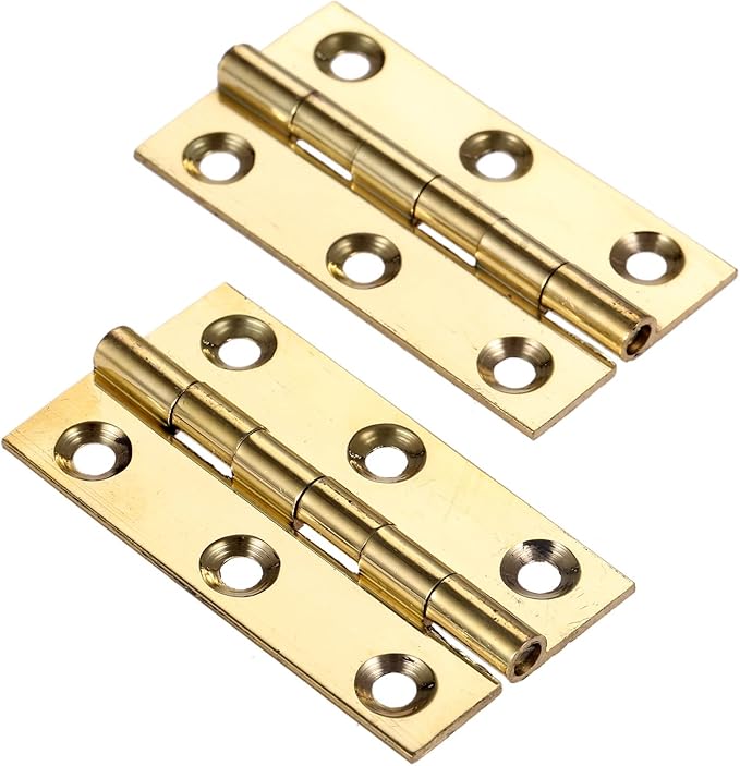 dophee 4Pcs Pure Brass Mini Hinges, Folding Butt Hinges for Drawer Cabinet Cupboard Door Jewelry Box Wooden Case Furniture, 2 Inch