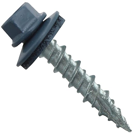 10 x 1 Ocean Blue Metal Roofing Screws - Hex Washer Head- Self-Starting/Tapping - EPDM Washer. 10 X 250 Bags - 2,500 Screws