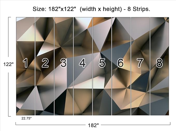 Cliouar-Metal Polygon Geometry Wall Mural Wallpaper for Bedroom Living Room 182" x 122" (Not Peel and Stick)