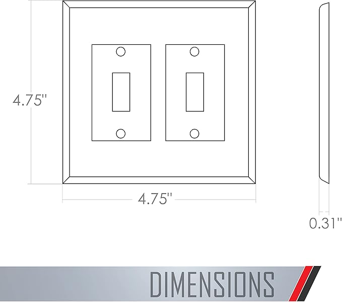 TayMac 4400W Paintable Double Toggle Light Switch Wall Plate Cover, White, 2-Gang