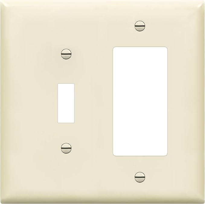 ENERLITES Combination Toggle Light Switch/Decorator Light Switch Plate, Double Switch Wall Plate, Mid-Size 2-Gang 4.88" x 4.92", Polycarbonate Thermoplastic, 881131M-LA, Light Almond