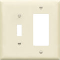 ENERLITES Combination Toggle Light Switch/Decorator Light Switch Plate, Double Switch Wall Plate, Mid-Size 2-Gang 4.88" x 4.92", Polycarbonate Thermoplastic, 881131M-LA, Light Almond