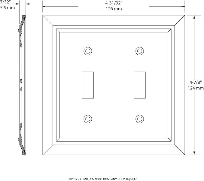 Franklin Brass Architectural (1-Pack) Decorative Light Switch Cover Matte Black 2-Gang Wall Plate Double Toggle Electrical Outlet Guard 64217