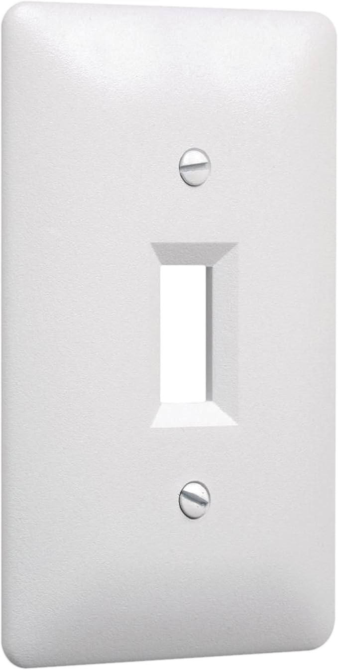 TayMac 4000W Paintable Single Toggle Light Wall Plate Cover, White, 1-Gang