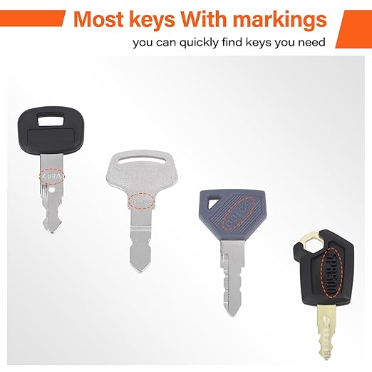 42 Pcs Equipment Keys Master Set, Compatible with CAT Caterpillar Bobcat JCB John Deere Case Kubota Volvo Komatsu Hyster Jlg Yanmar, Construction Heavy Equipment Ignition Keys with US Flag Keychain