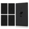 ELEGRP 3 Way Toggle Light Switch with Plate - 15 Amp, 120V Quiet AC Switch - In Wall On/Off, Self-Grounding - Residential & Commercial Grade, UL Listed (5 Pack, Glossy Black)
